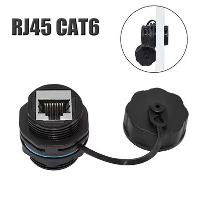 IP68 Waterproof RJ45 Network Connector Shielded Circular Cat6A RJ45 Coupler Plug Panel Socket