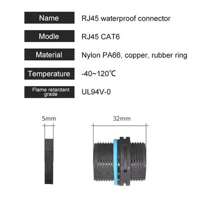 IP68 Waterproof RJ45 Network Connector Shielded Circular Cat6A RJ45 Coupler Plug Panel Socket