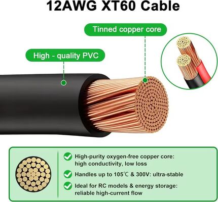 100cm 12 AWG XT60 Panel Mount Cable XT90 Male to Female Cable Solar Generator / LiPo Battery / FPV Drone Adapter