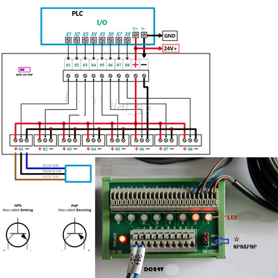 8 Channel Sensor Singal Wiring Distribution Breakout Board Terminal Blocks DIN Rail Mount