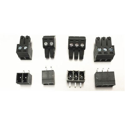 3.81mm Pitch PCB Pluggable Screw Terminal Blocks Plug + Right Angle Pin Header Black