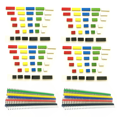 150pcs Colored 2.54mm Single Row Straight Pin Header X30 Female Socket X120 Gold Plated