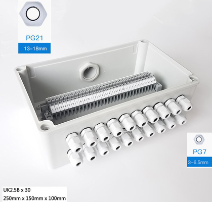 Electrical Enclosure Conduit Junction Box 250*150*200mm with UK2.5B Din Rail Terminal Blocks