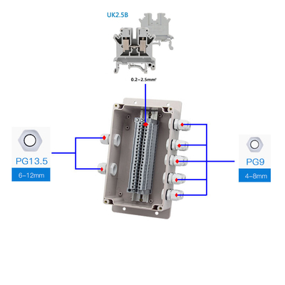 Surface Mount Plastic Junction Box Project Case Waterproof UK2.5B Terminal Blocks 200*120*75mm