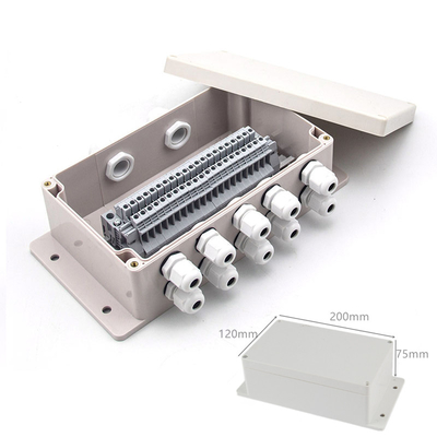 Surface Mount Plastic Junction Box Project Case Waterproof UK2.5B Terminal Blocks 200*120*75mm