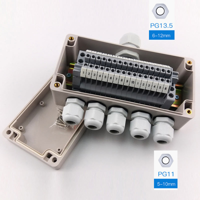 IP65 Waterproof Cable Junction Box 1 in 5 out 80*160*55mm with UK2.5B Din Rail Terminal Blocks