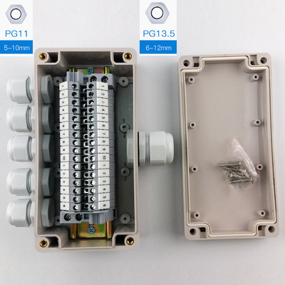 IP65 Waterproof Cable Junction Box 1 in 5 out 80*160*55mm with UK2.5B Din Rail Terminal Blocks