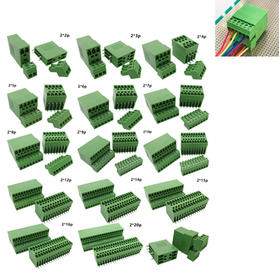 3.81mm Pitch Dual Row PCB Pluggable Screw Terminal Blocks Plug + Angle Pin Header