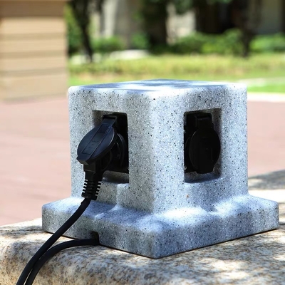 Outdoor Garden In-ground Lawn Electrical Power Sockets Outlet Imitation Marble Polyethylene Plastic