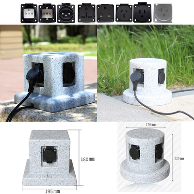 Outdoor Garden In-ground Lawn Electrical Power Sockets Outlet Imitation Marble Polyethylene Plastic