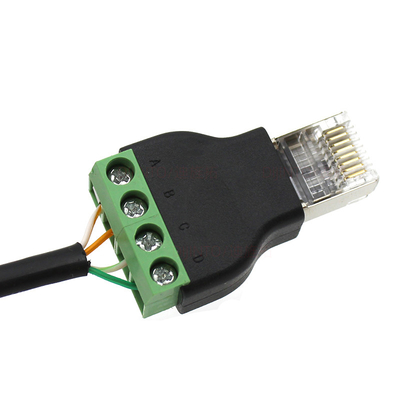 RJ45 Network Male Plug 8P8C to RS485 4 Pin Screw Terminal Block Adapter