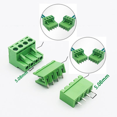 5.08mm Pitch PCB Plug-in Screw Terminal Blocks Plug + Right Angle Pin Header