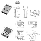 Single or Dual Port USB 3.0 Type A Female Socket Jack PCB Board Connector For Laptop Notebook Computer