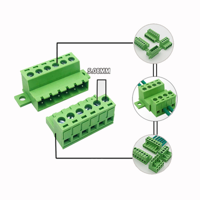 5.08 mm pitch Fixed Flange Screw Terminal Blocks Panel Mounting