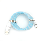 Pogo Pin LED Lighting Luminous USB Magnetic Charging Cable Coiled Rope 100cm