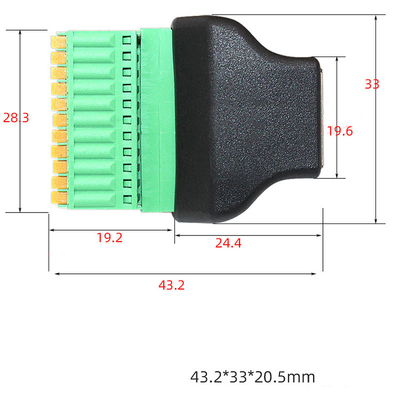 RJ45 Network Plug Male or Female 10P10C RJ48 to 10 pin Screw Terminal Block Adapter