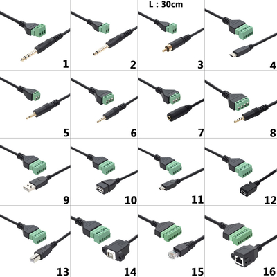 Female or Male RJ45 8P8C Connector to 8 Pin Screw Terminals Converter Adapter Cable 30cm Long