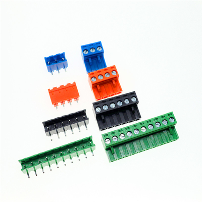 Blue 5.08mm Spacing PCB Pluggable Screw Terminal Blocks Plug + Right Angle Pin Header