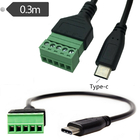 Type-C 3.1 USB Female Male Jack To 5-pin Screw Terminals Adapter Expansion Cable 30cm