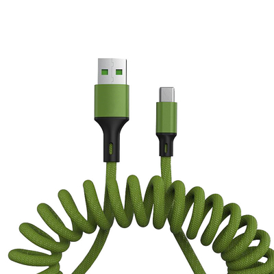 Fast Charging Cable USB Type C 5A Mechanical Keyboard Coiled Data Charge Cable Braided Cord