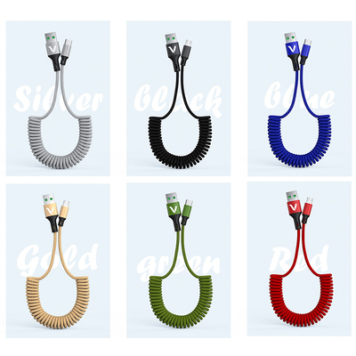 Fast Charging Cable USB Type C 5A Mechanical Keyboard Coiled Data Charge Cable Braided Cord