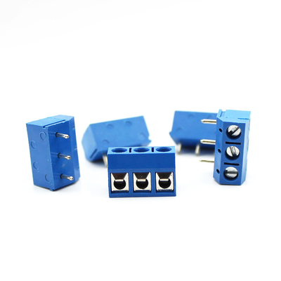 5.00mm Pitch PCB Mounted Screw Terminal Blocks Right Angle 2P to 20P Blue