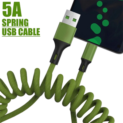 Fast Charging Cable USB Type C 5A Mechanical Keyboard Coiled Data Charge Cable Braided Cord