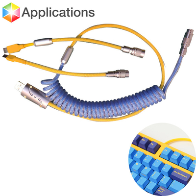 Mechanical Keyboard Cable Coiled YC8 Aviation Connector Coupling USB Type-C Interface