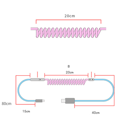 Mechanical Keyboard Cable Coiled YC8 Aviation Connector Coupling USB Type-C Interface