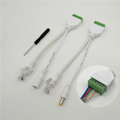 PoE Cable 15cm IP Camera Network RJ45 DC Power Port to 6 Pin Screw Terminal Blocks Adapter