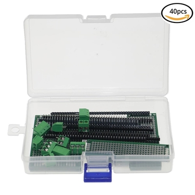 Dual Side Prototype PCB Board Kit 5.0mm Screw Terminal blocks 2.54mm Pin header Strip 40pcs