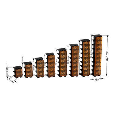 9.5mm / 0.375" Barrier Screw Terminal Blocks Side Pin Mounting