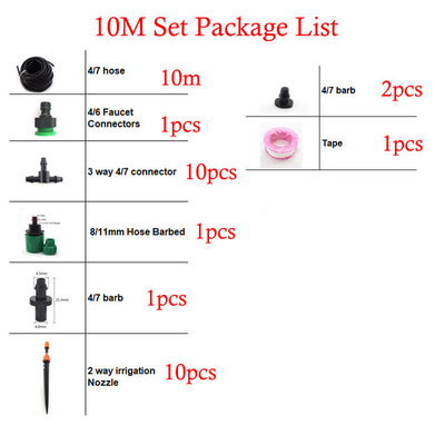 Dual Usage Water Spray Drip Irrigation Kit Adjustable Nozzles Watering System Misting Cooling Set