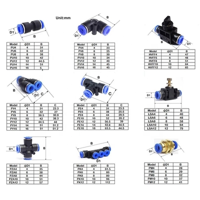 Air Connector Tube Plastic Pneumatic Fittings Water Hose Couplers 4mm 6mm 8mm 10mm 12mm PU PY PK PE PV SA