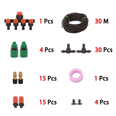 10m 30m 50m Drip irrigation Kit Garden  Water Hose 4-Way Splitter Micro Sprinklers Misting Cooling Set