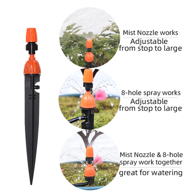 Dual Usage Water Spray Drip Irrigation Kit Adjustable Nozzles Watering System Misting Cooling Set