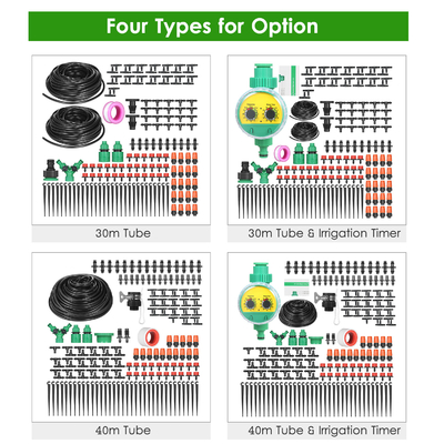 30 40 Meters Water Drip Irrigation Kit Greenhouse Automatic Watering System Timer Dripper Hose Sprinkler Set