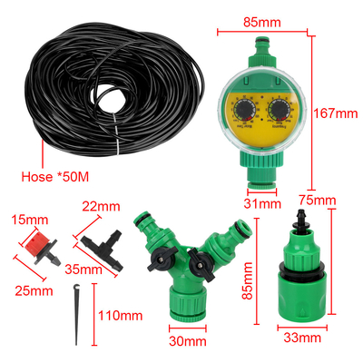 30 40 Meters Water Drip Irrigation Kit Greenhouse Automatic Watering System Timer Dripper Hose Sprinkler Set