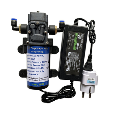 12V Booster Diaphragm Pump Water Misting System Fog Nozzles Mist Cooling Watering Kit 6M - 18M