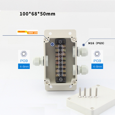 IP65 Waterproof Cable Distribution Junction Box 100*68*50mm with Terminal Blocks 3 Ways Wall Mounting