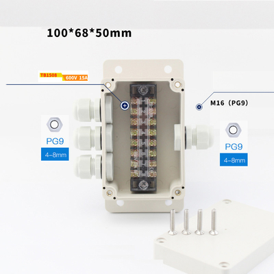 IP65 Waterproof Cable Distribution Junction Box 100*68*50mm with Terminal Blocks 3 Ways Wall Mounting