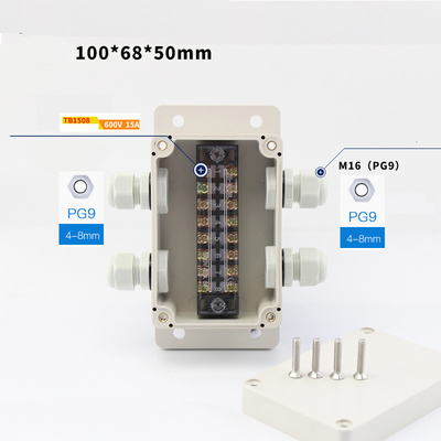 IP65 Waterproof Cable Distribution Junction Box 100*68*50mm with Terminal Blocks 3 Ways Wall Mounting