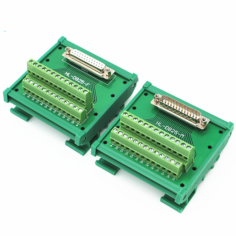 DB25 Single End Connectors D Sub 25 Pin Terminal Block Breakout Board DIN Rail Mounting