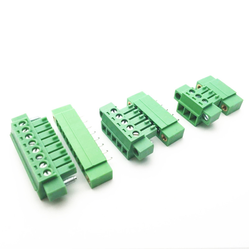 3.81mm Pitch PCB Screw Terminal Blocks Plug + Straight Angle Pin Header with Flange