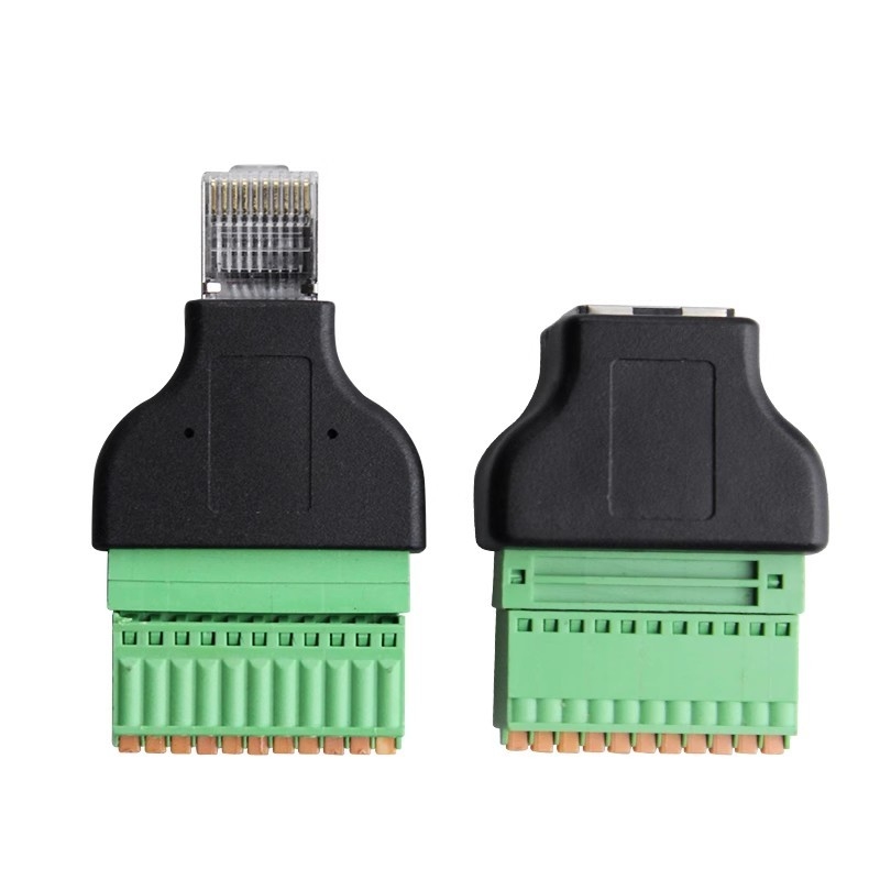 RJ45 Network Plug Male or Female 10P10C RJ48 to 10 pin Screw Terminal Block Adapter