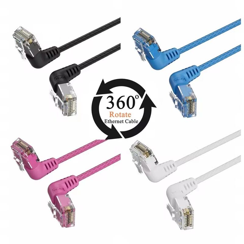 CAT6A Ethernet Cable 10Gbps 90 / 360 Degree Rotation Patch Cord Rj45 Connector For Laptop Router Network Lan Cable