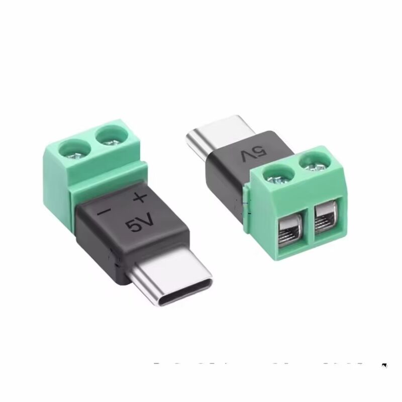 Type C Male To 2Pin 5V Green Screw Terminals Adapter USB Connector For Mobile Phone And Computer Charging