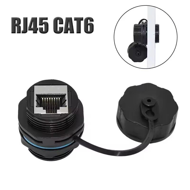 IP68 Waterproof RJ45 Network Connector Shielded Circular Cat6A RJ45 Coupler Plug Panel Socket