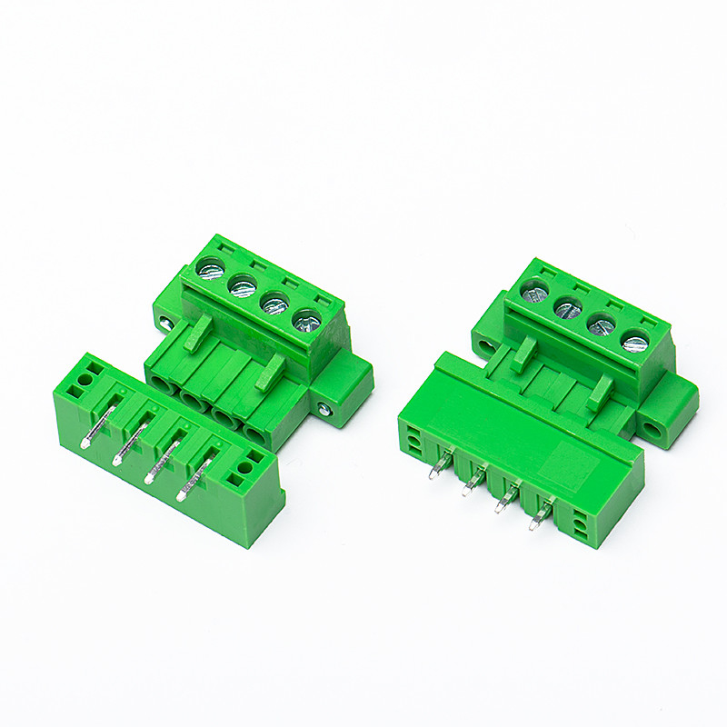 5.08mm Pitch PCB Plug-in Screw Terminal Blocks Plug Right Angle Pin Header with Flange