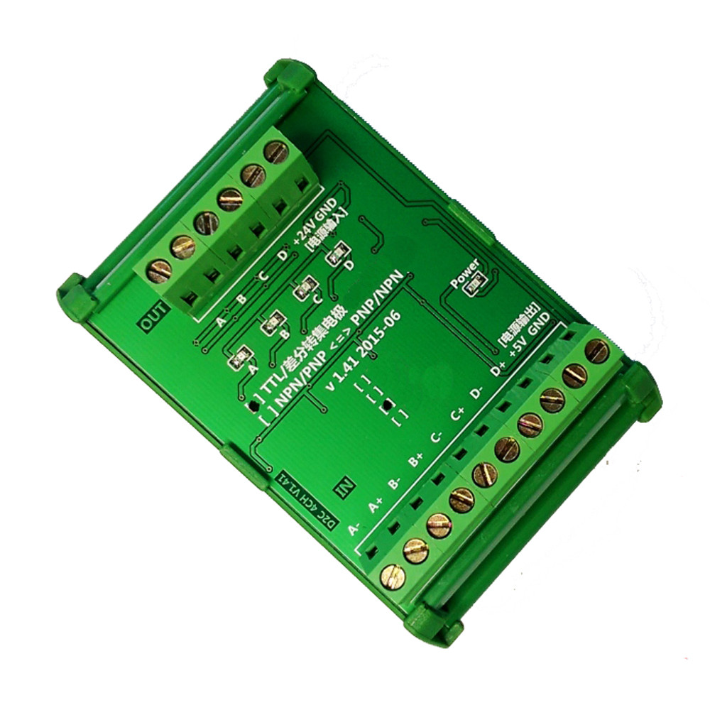 Converter DC24V 4 Ways Servo Encoder Differential 5V TTL to Collector